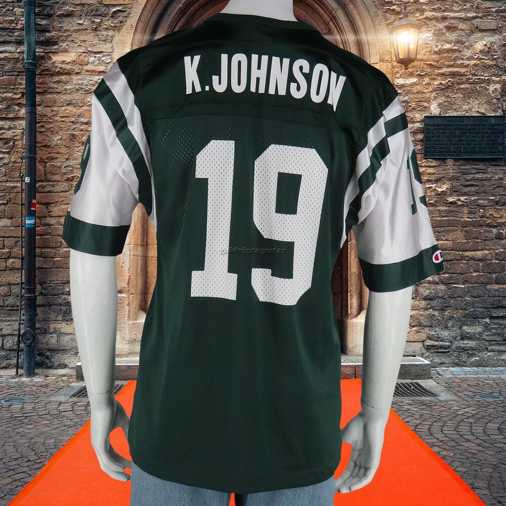 Vintage New York Jets Keyshawn Johnson Football NFL Champion Tag Green Jersey S